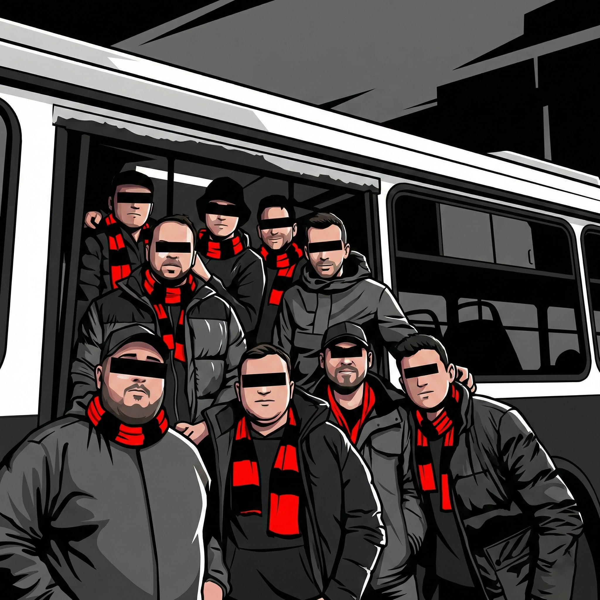 Massive tifo banner depicting a fierce design covering an entire stand